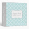 Quatrefoil pattern personalized binder, aqua