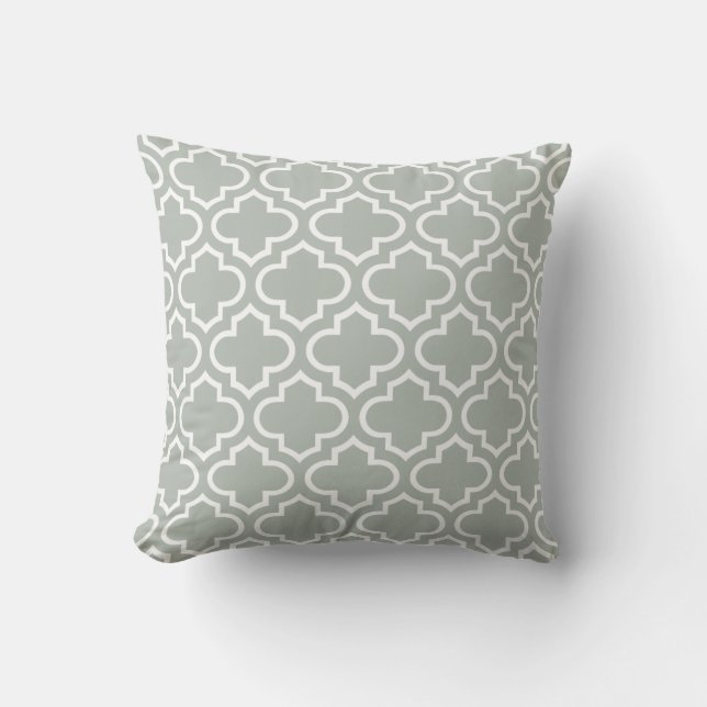 Quatrefoil Pattern Pillow in Silver Gray (Front)