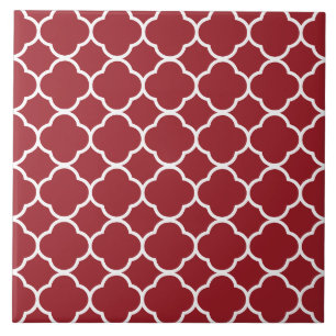 Quatrefoil Pattern Red Ceramic Tile