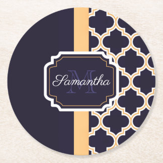 Quatrefoil Pattern Round Paper Coaster