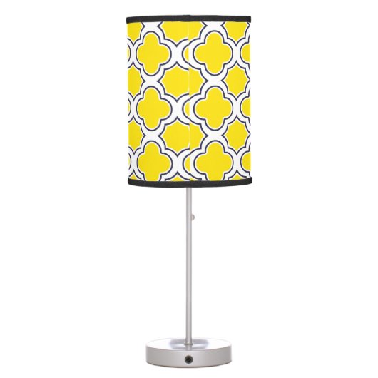 Quatrefoil Pattern Yellow and Navy Blue Table Lamp (Back)