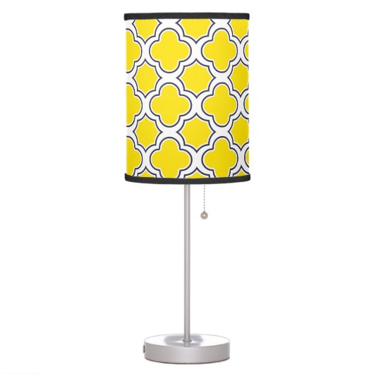 Quatrefoil Pattern Yellow and Navy Blue Table Lamp (Left)