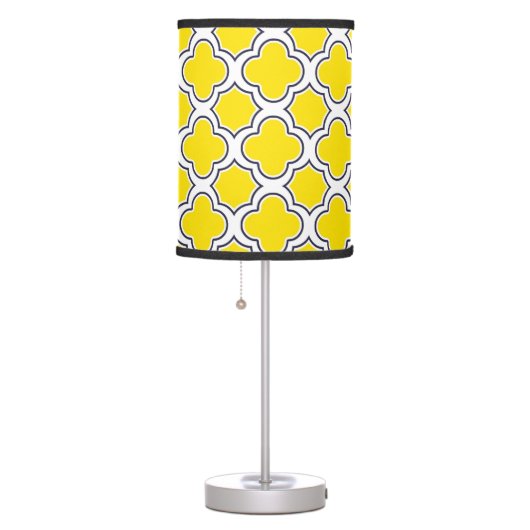 Quatrefoil Pattern Yellow and Navy Blue Table Lamp (Right)