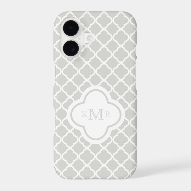 Quatrefoil Pebble White Pattern Stylish Monogram Case-Mate iPhone Case (Back)