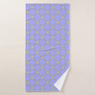 Quatrefoil periwinkle and gray bath towel