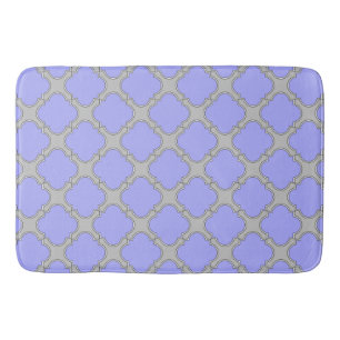 Quatrefoil periwinkle and gray bathroom mat