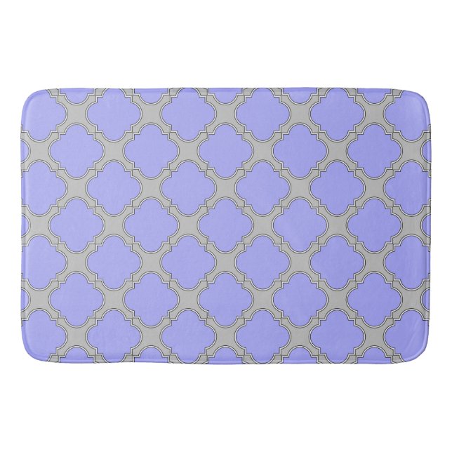 Quatrefoil periwinkle and gray bathroom mat (Front)