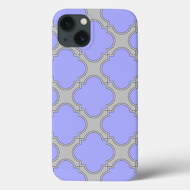 Quatrefoil periwinkle and gray Case-Mate iPhone ca Case-Mate iPhone Case (Back)