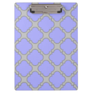 Quatrefoil periwinkle and gray clipboard