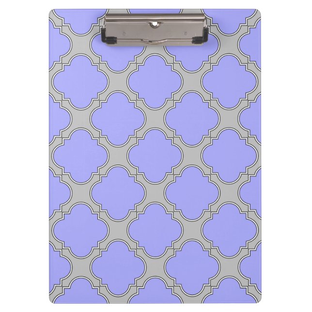 Quatrefoil periwinkle and gray clipboard (Front)