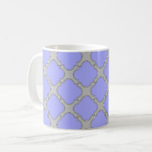 Quatrefoil periwinkle and gray coffee mug