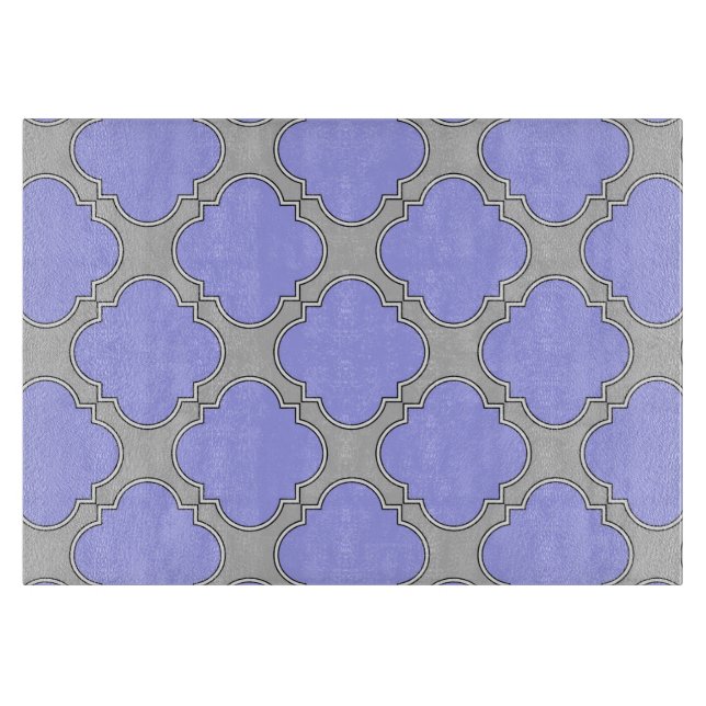 Quatrefoil periwinkle and gray cutting board (Front)