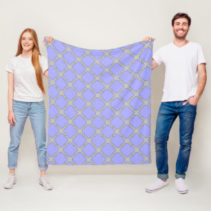 Quatrefoil periwinkle and gray fleece blanket