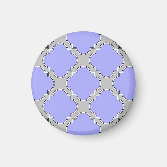 Quatrefoil periwinkle and gray magnet (Front)