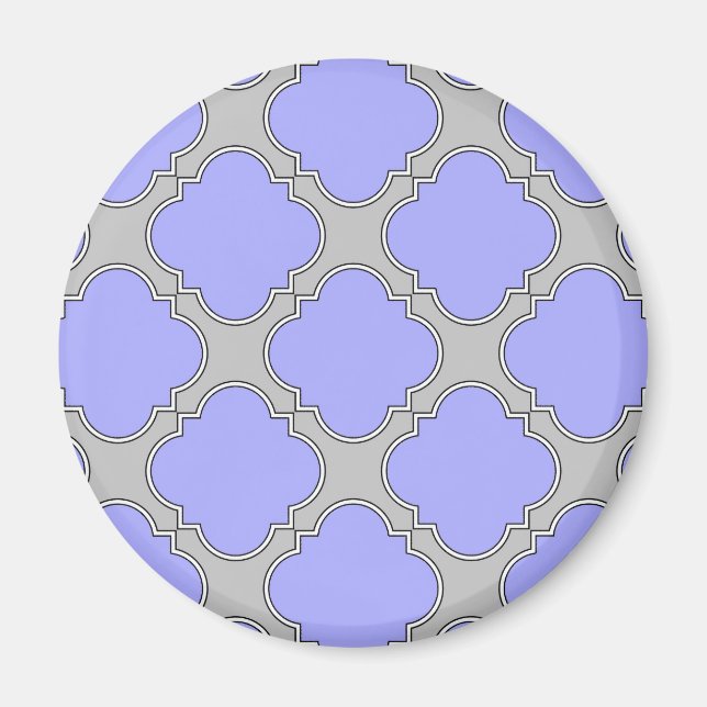 Quatrefoil periwinkle and gray magnet (Front)