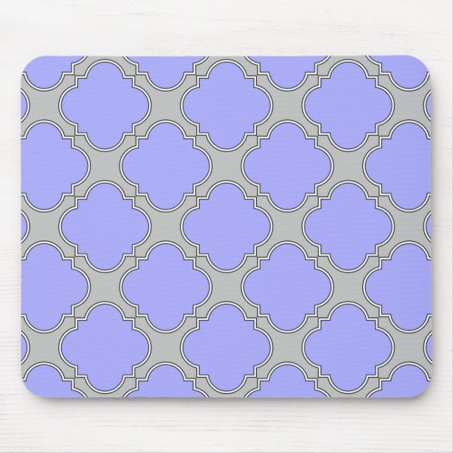 Quatrefoil periwinkle and gray mouse pad (Front)