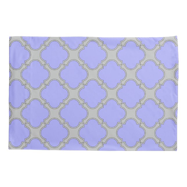 Quatrefoil periwinkle and gray pillow case (Back)