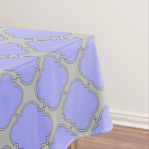 Quatrefoil periwinkle and gray tablecloth