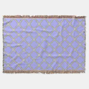 Quatrefoil periwinkle and gray throw blanket