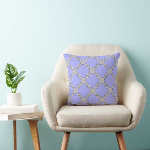 Quatrefoil periwinkle and gray throw pillow Zazzle