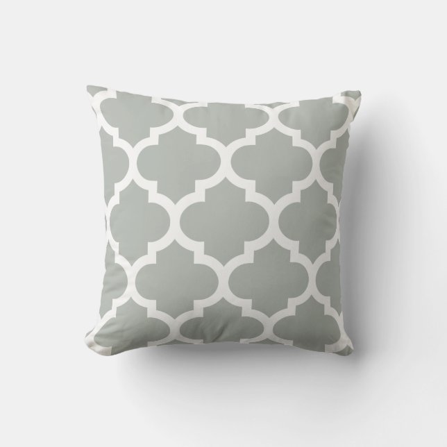 Quatrefoil Pillow in Silver Gray (Front)