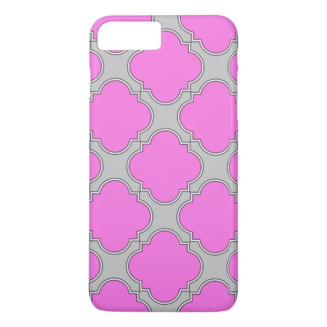 Quatrefoil pink and gray Case-Mate iPhone case (Back)