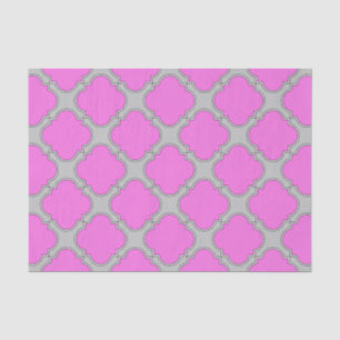 Quatrefoil pink and gray tissue paper