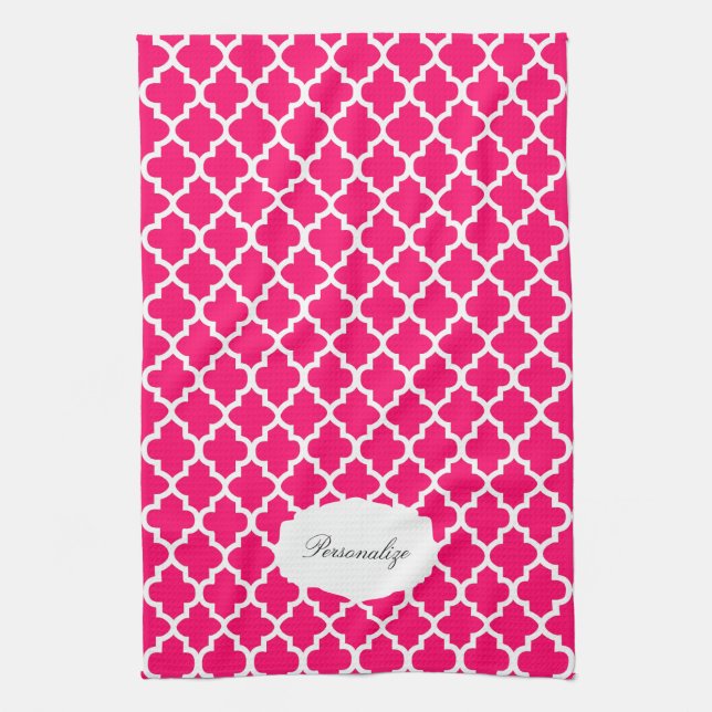 Quatrefoil Pink & White | DIY Color Towel (Vertical)