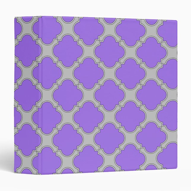 Quatrefoil purple and gray 3 ring binder (Front/Spine)