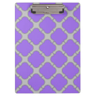 Quatrefoil purple and gray clipboard