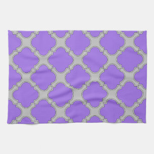 Quatrefoil purple and gray kitchen towel