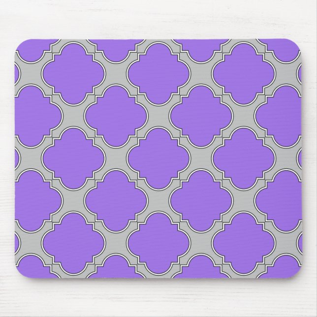 Quatrefoil purple and gray mouse pad (Front)