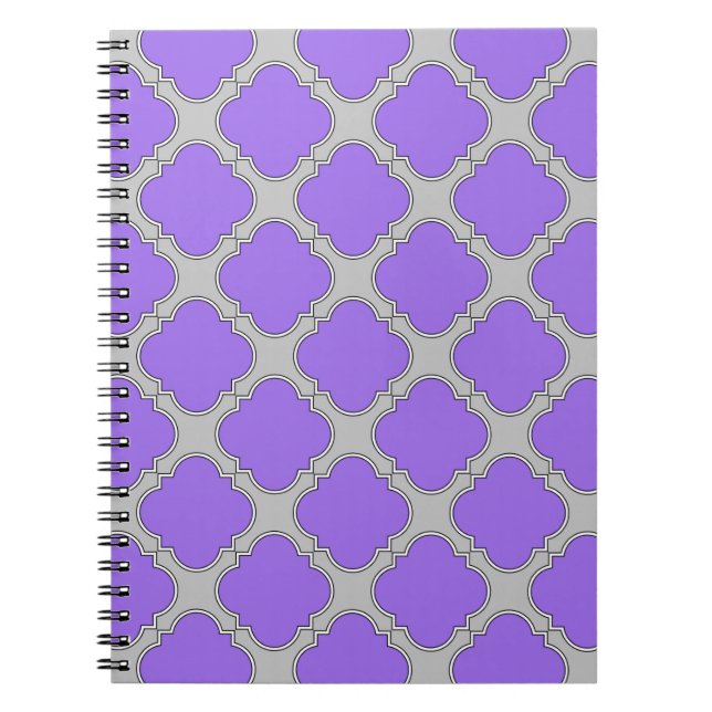 Quatrefoil purple and gray notebook (Front)
