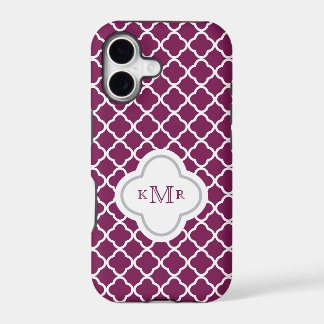 Quatrefoil Purple Plum Pattern Stylish Monogram iPhone 17 Case