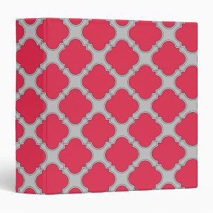 Quatrefoil red and gray 3 ring binder