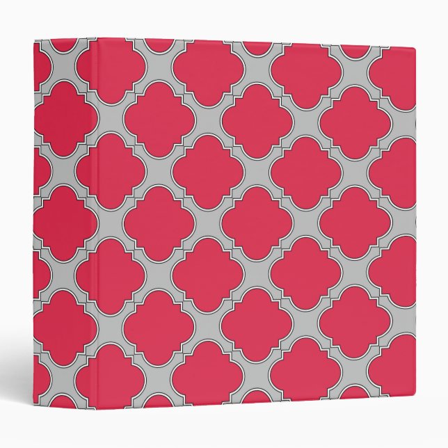 Quatrefoil red and gray 3 ring binder (Front/Spine)