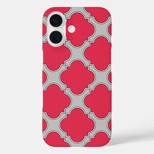 Quatrefoil red and gray Case-Mate iPhone case (Back)