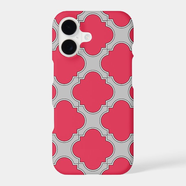 Quatrefoil red and gray Case-Mate iPhone case (Back)