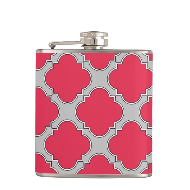 Quatrefoil red and gray flask (Front)