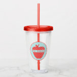 Quatrefoil Red Apple Personalized Teacher Acrylic Tumbler Quatrefoil Red Apple Personalized Teacher Acrylic Tumbler