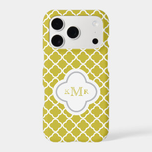 Quatrefoil Retro Yellow Pattern Stylish Monogram iPhone 17 Pro Case