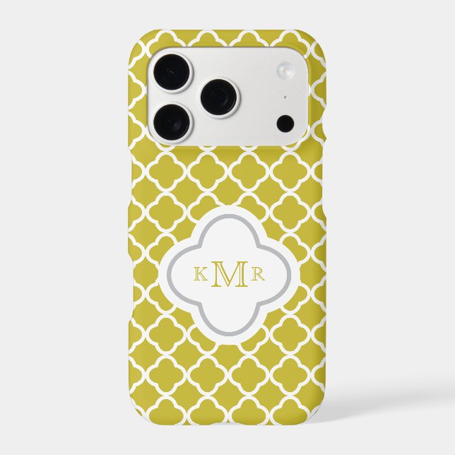 Quatrefoil Retro Yellow Pattern Stylish Monogram Case-Mate iPhone Case (Back)