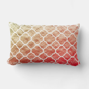 Quatrefoil Rose Gold Pink Foil Ombre Glittery Lumbar Pillow