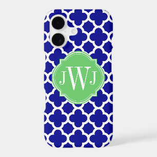 Quatrefoil Royal Blue and White Pattern iPhone 17 Case