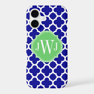 Quatrefoil Royal Blue and White Pattern iPhone 17 Case