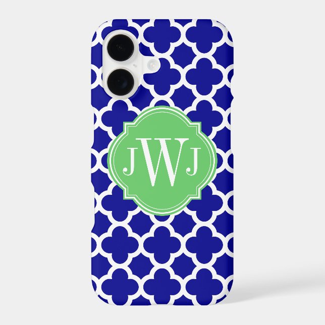 Quatrefoil Royal Blue and White Pattern Case-Mate iPhone Case (Back)