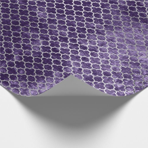 Quatrefoil Silver Metallic Purple Violet Velvet Wrapping Paper