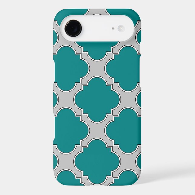 Quatrefoil teal and gray Case-Mate iPhone case (Back)