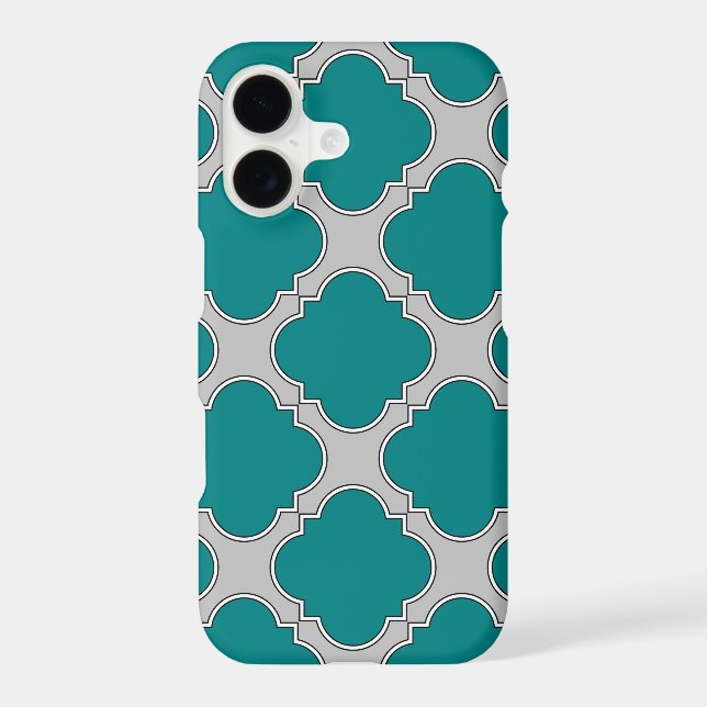 Quatrefoil teal and gray Case-Mate iPhone case (Back)