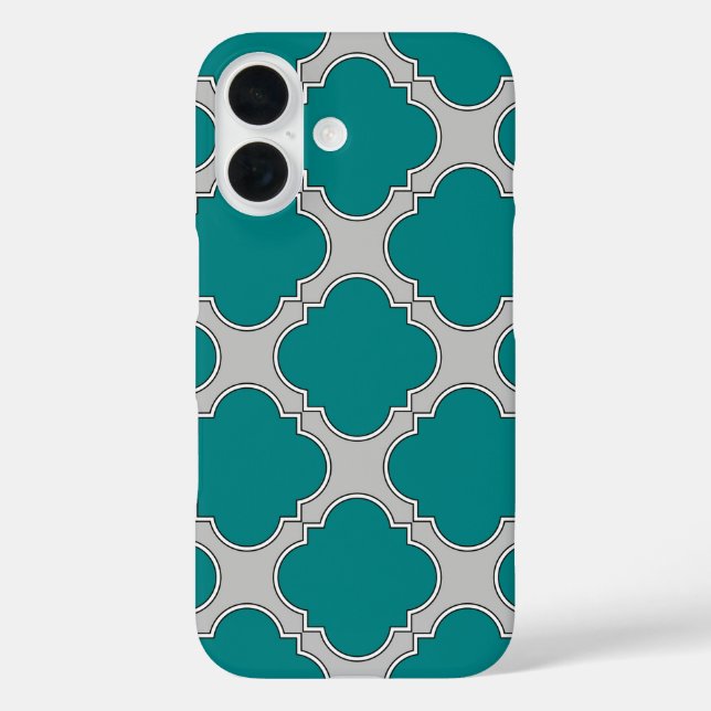 Quatrefoil teal and gray Case-Mate iPhone case (Back)